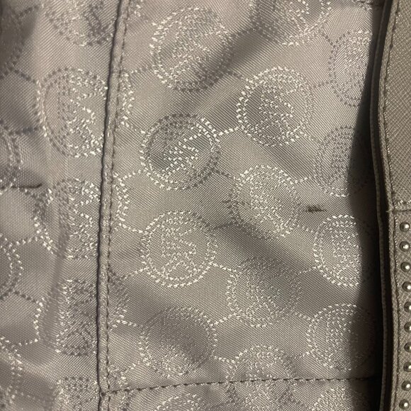 Michael Kors Hamilton EW Micro Stud Stripe Grey Leather Handbag - Picture 12 of 12